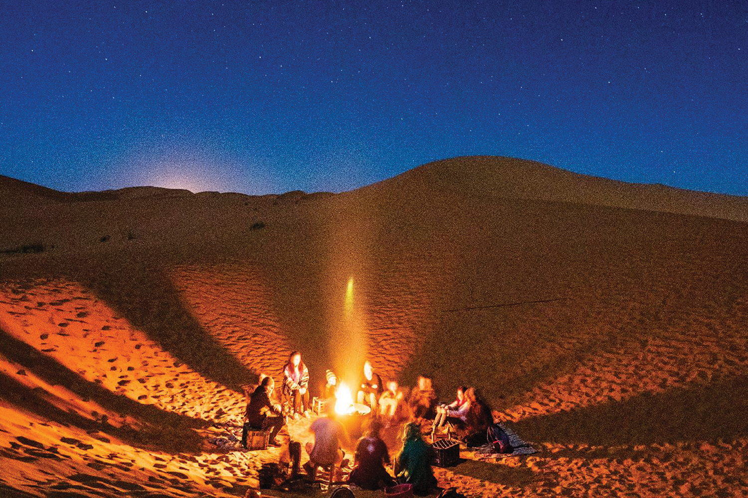 People Around Campfire Night Time