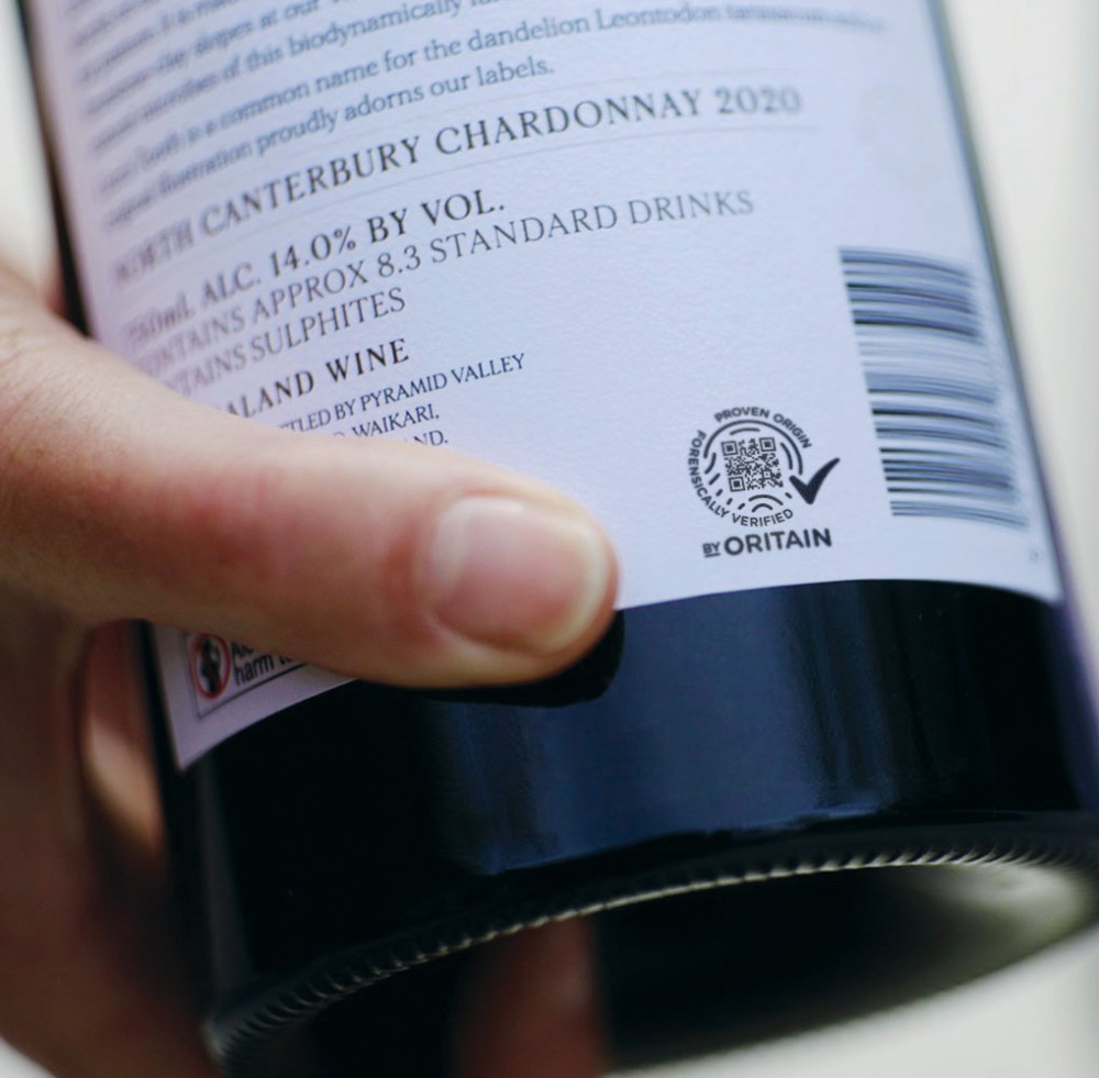 trust mark product verification oritain wine bottle